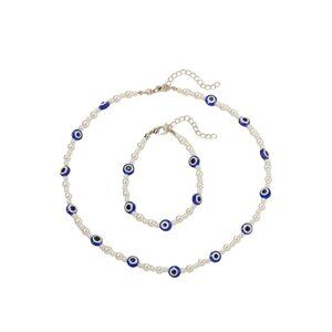 EVIL EYE NECKLACE AND BRACELET DUO